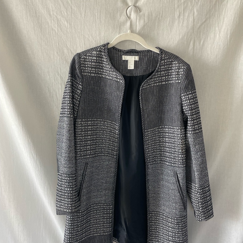 H&M Black and Gray Patterned Blazer